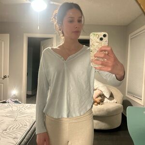 Light Blue Women's Henley Top